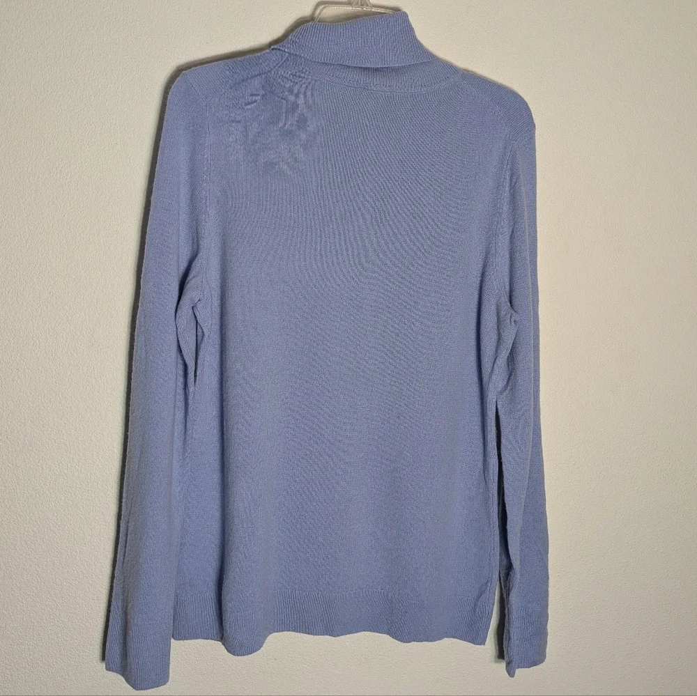 Talbots Women's Turtleneck Sweater 100% Cashmere‎ Powder Blue Quiet Luxury Large